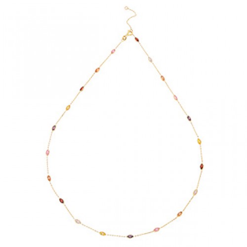 Yellow gold chain - Synthetic stones - 18" VI81-13